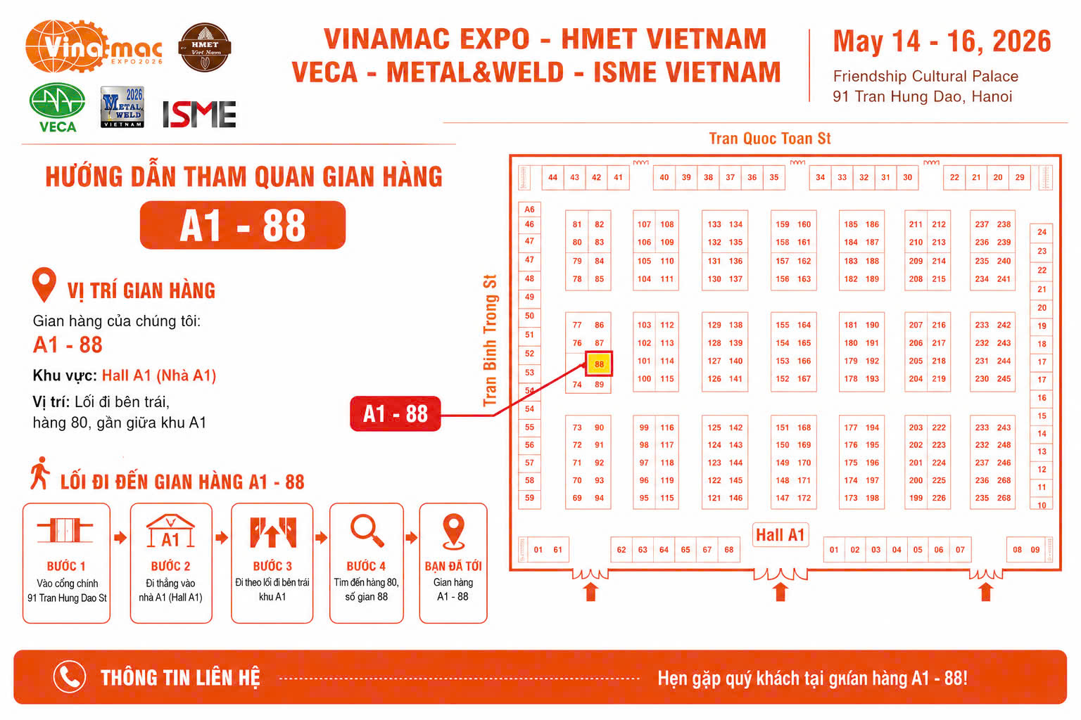 Hướng dẫn tham quan vị trí gian hàng FARNAV: A1-88
